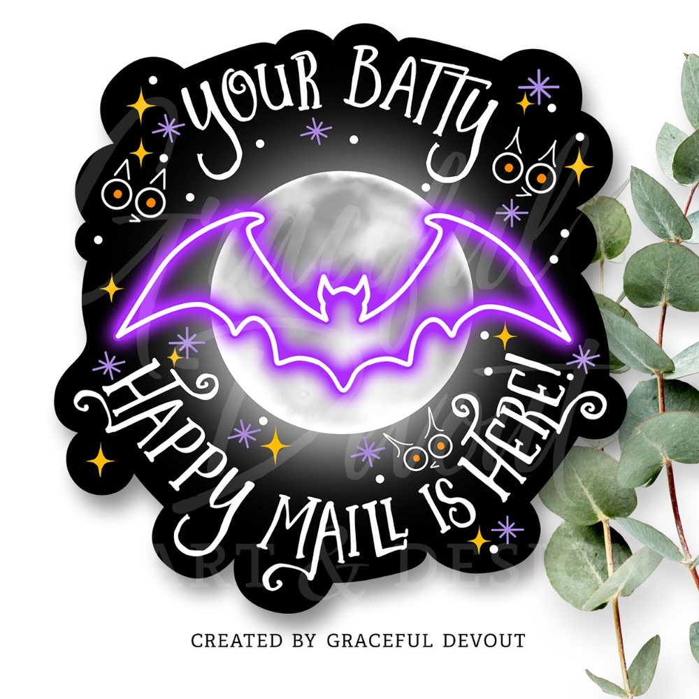 Your Batty Happy Halloween Is Here! 2" (inches) 48ct.) Stickers